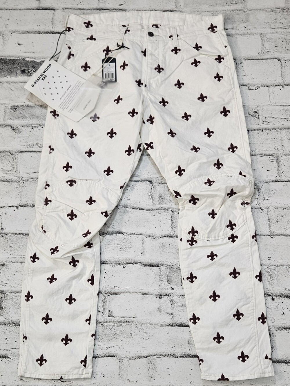 G Star Raw Elwood X25 Pharrell Fleur De Lys 3D Tapered Pants NWT 34x32